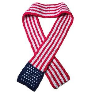 US Flag Knit Scarf: Red-White-Blue (Stars & Stripes)